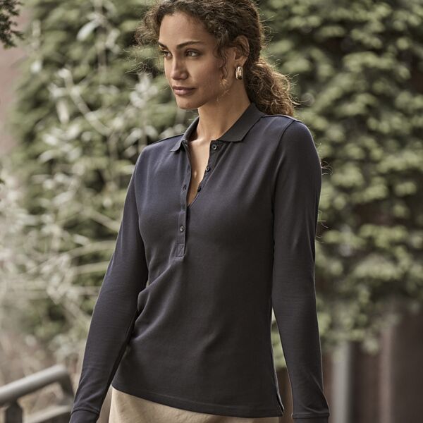 Tee Jays Ladies Luxury Stretch Long Sleeve Polo Shirt Thumbnail